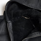 Elegant Black Leather Full Zip Hoodie