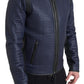 Elegant Blue Nylon Zip Blouson Jacket