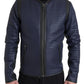 Elegant Blue Nylon Zip Blouson Jacket