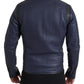Elegant Blue Nylon Zip Blouson Jacket
