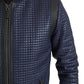 Elegant Blue Nylon Zip Blouson Jacket