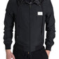Elegant Black Hooded Sweatshirt with Logo Plaque