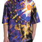 Luminaire Print Cotton Polo Top Men Shirt