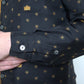 Elegant Silk Crown Print Pajama Shirt