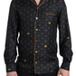 Elegant Silk Crown Print Pajama Shirt