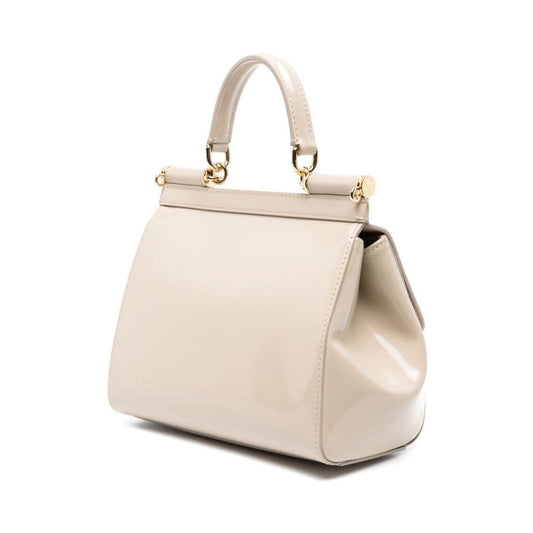 Elegant Patent Leather Sicily Bag in Beige