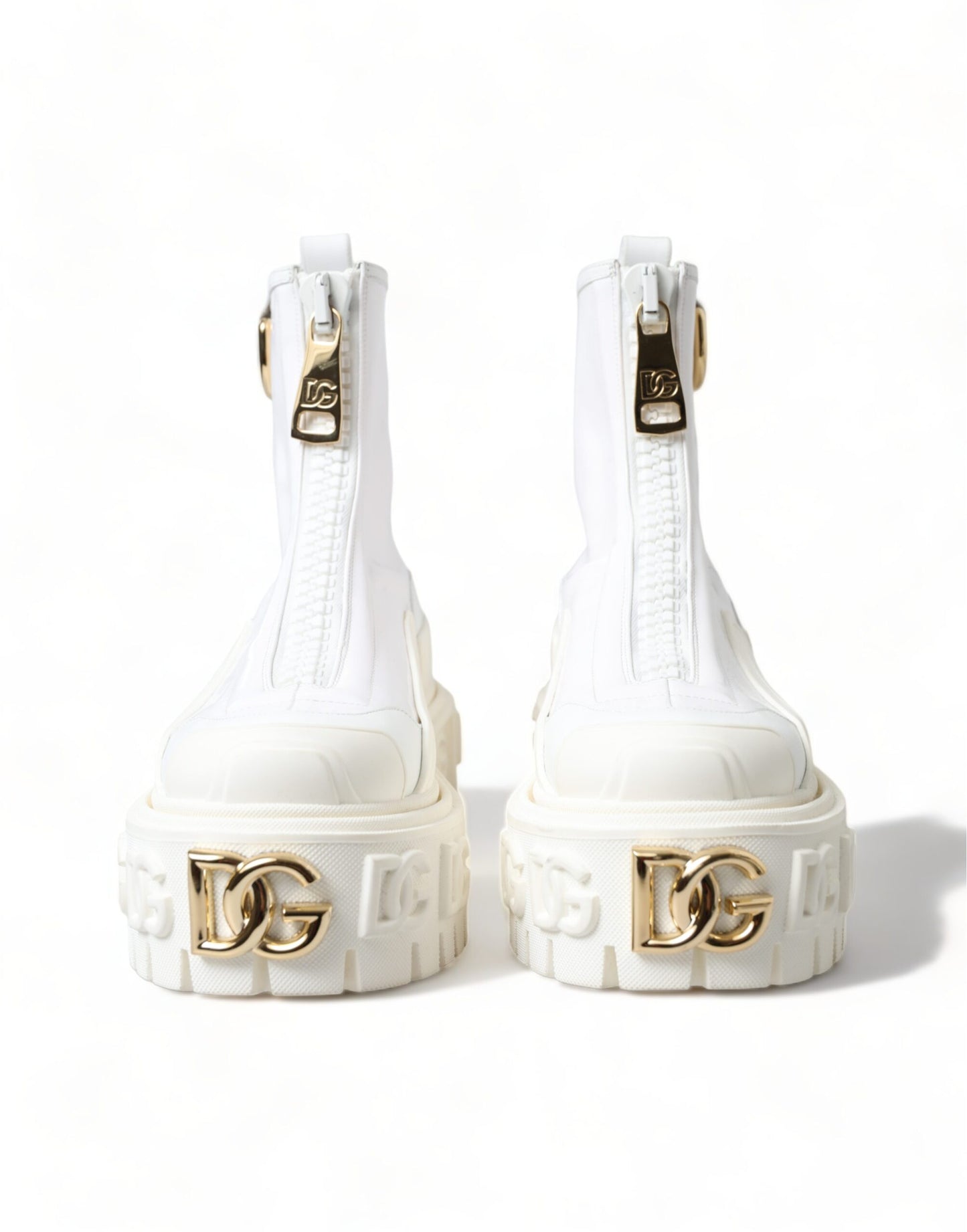 Elegant White Leather Ankle Boots