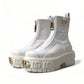 Elegant White Leather Ankle Boots