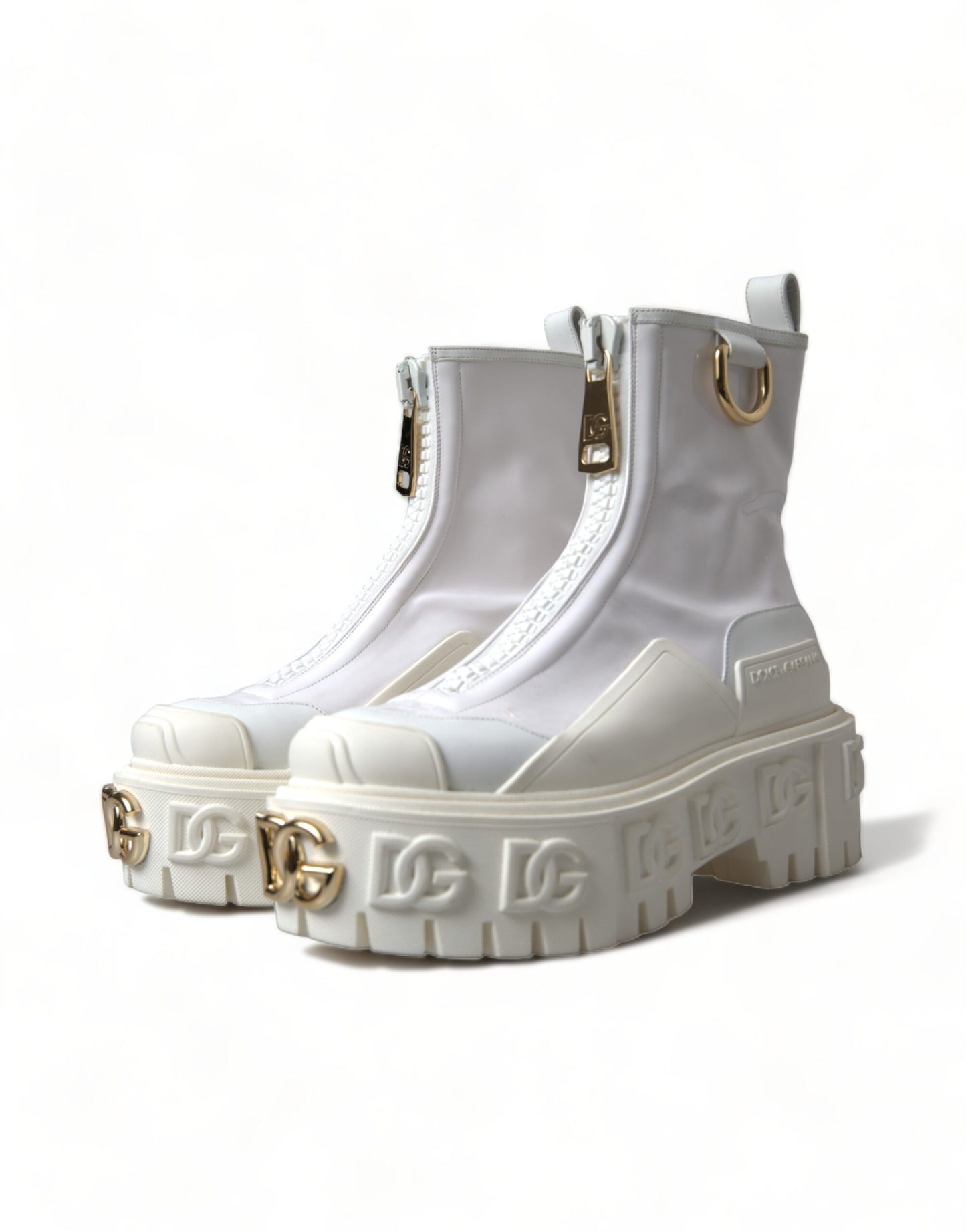 Elegant White Leather Ankle Boots