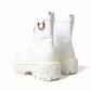 Elegant White Leather Ankle Boots
