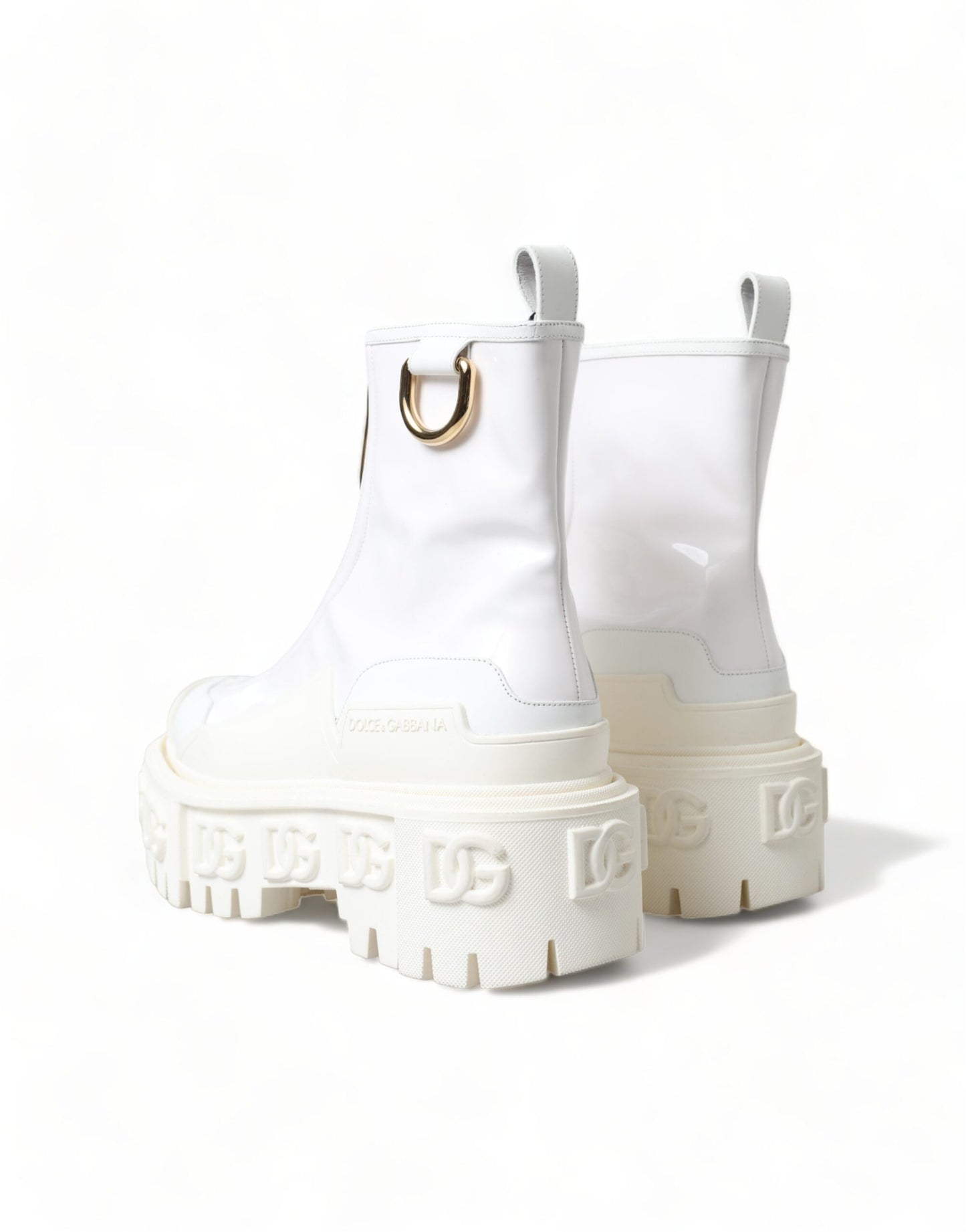 Elegant White Leather Ankle Boots