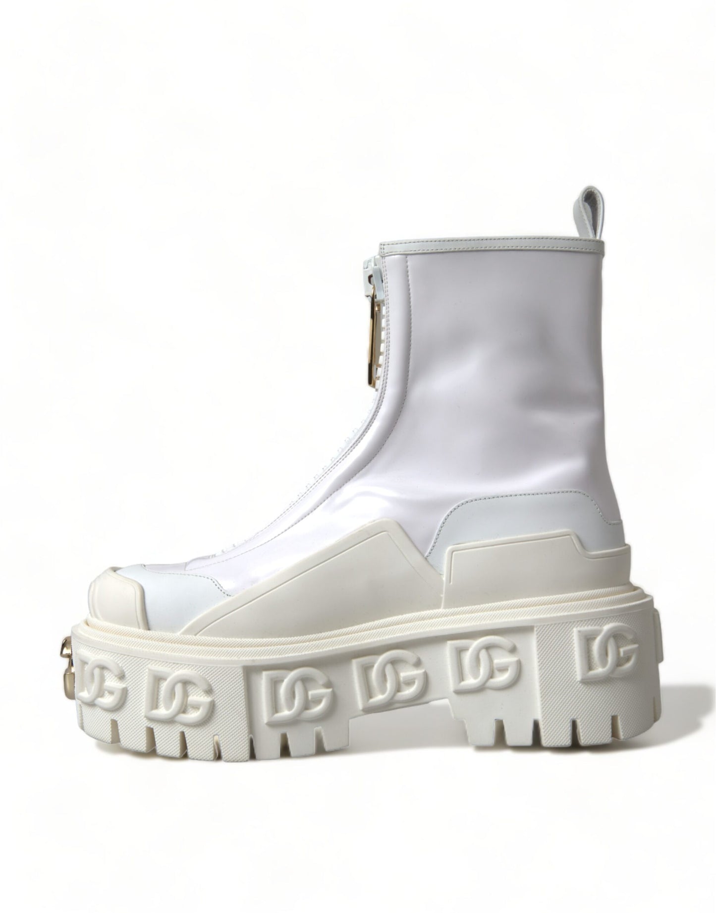Elegant White Leather Ankle Boots