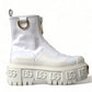 Elegant White Leather Ankle Boots