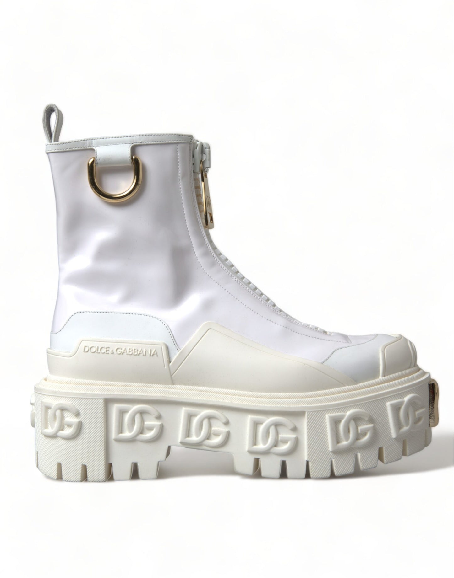 Elegant White Leather Ankle Boots