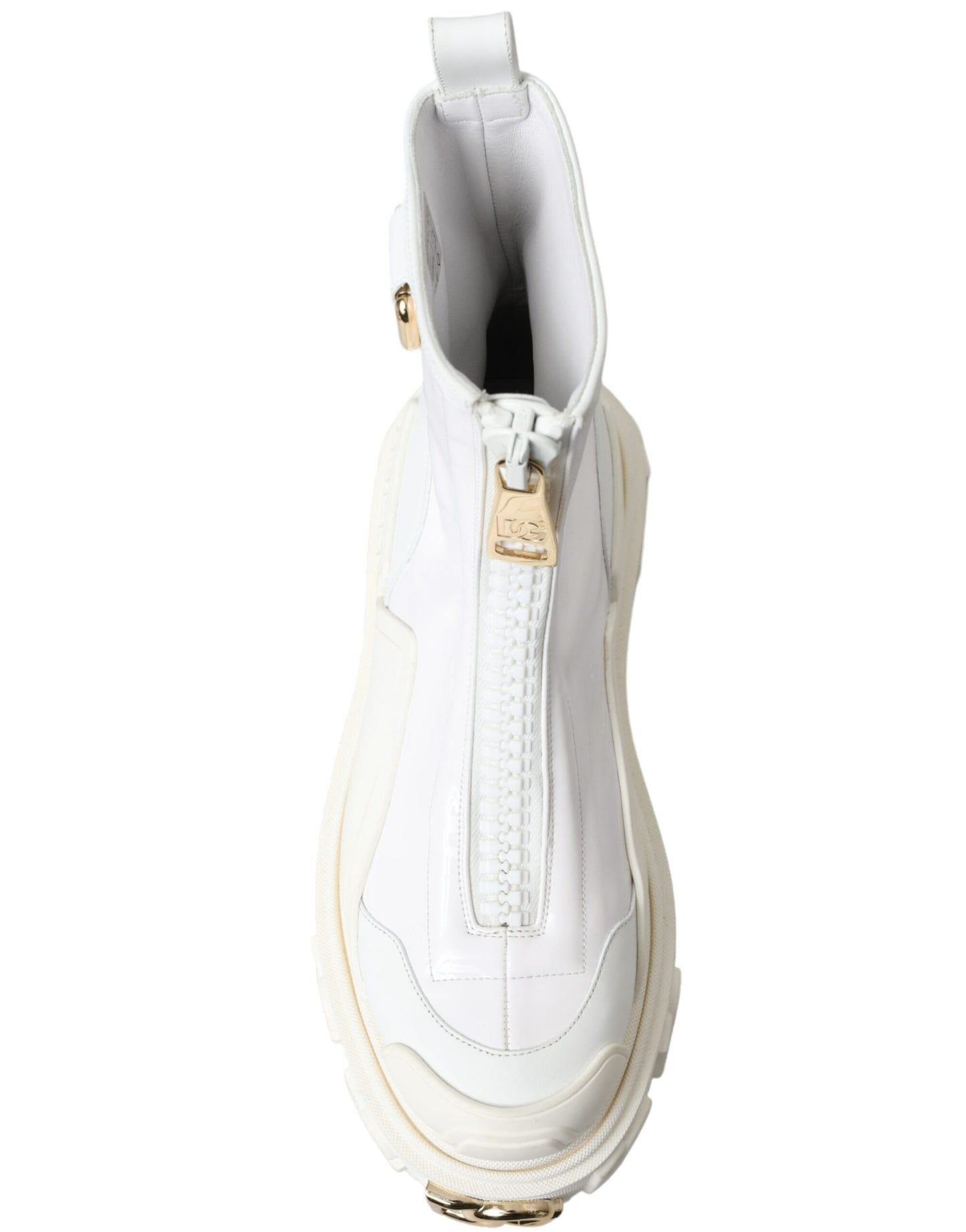 Elegant White Leather Ankle Boots