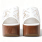 Chic White Leather Wedge Sandals