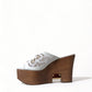 Chic White Leather Wedge Sandals