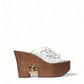Chic White Leather Wedge Sandals