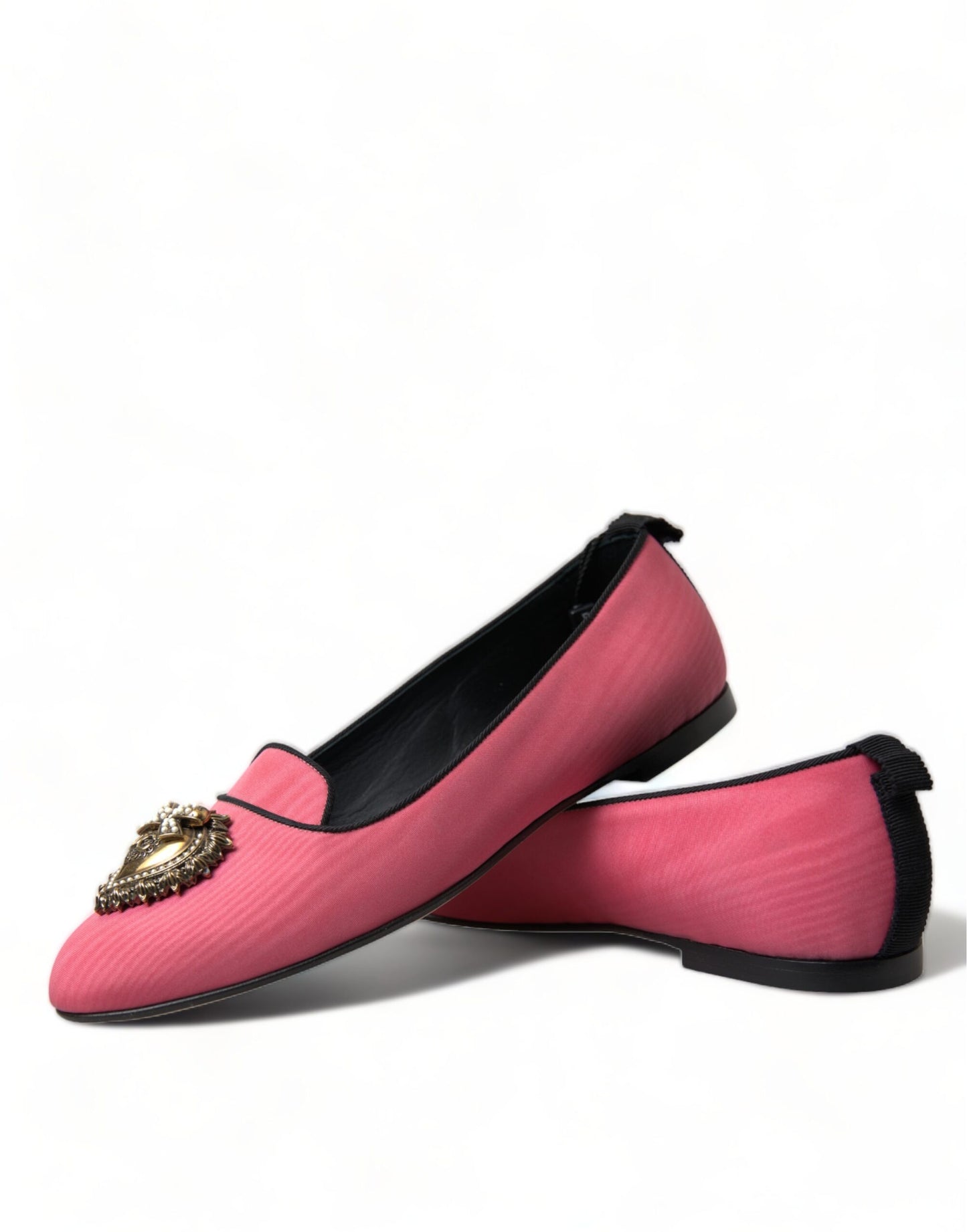 Elegant Moiré Audrey Slippers with Bejeweled Heart