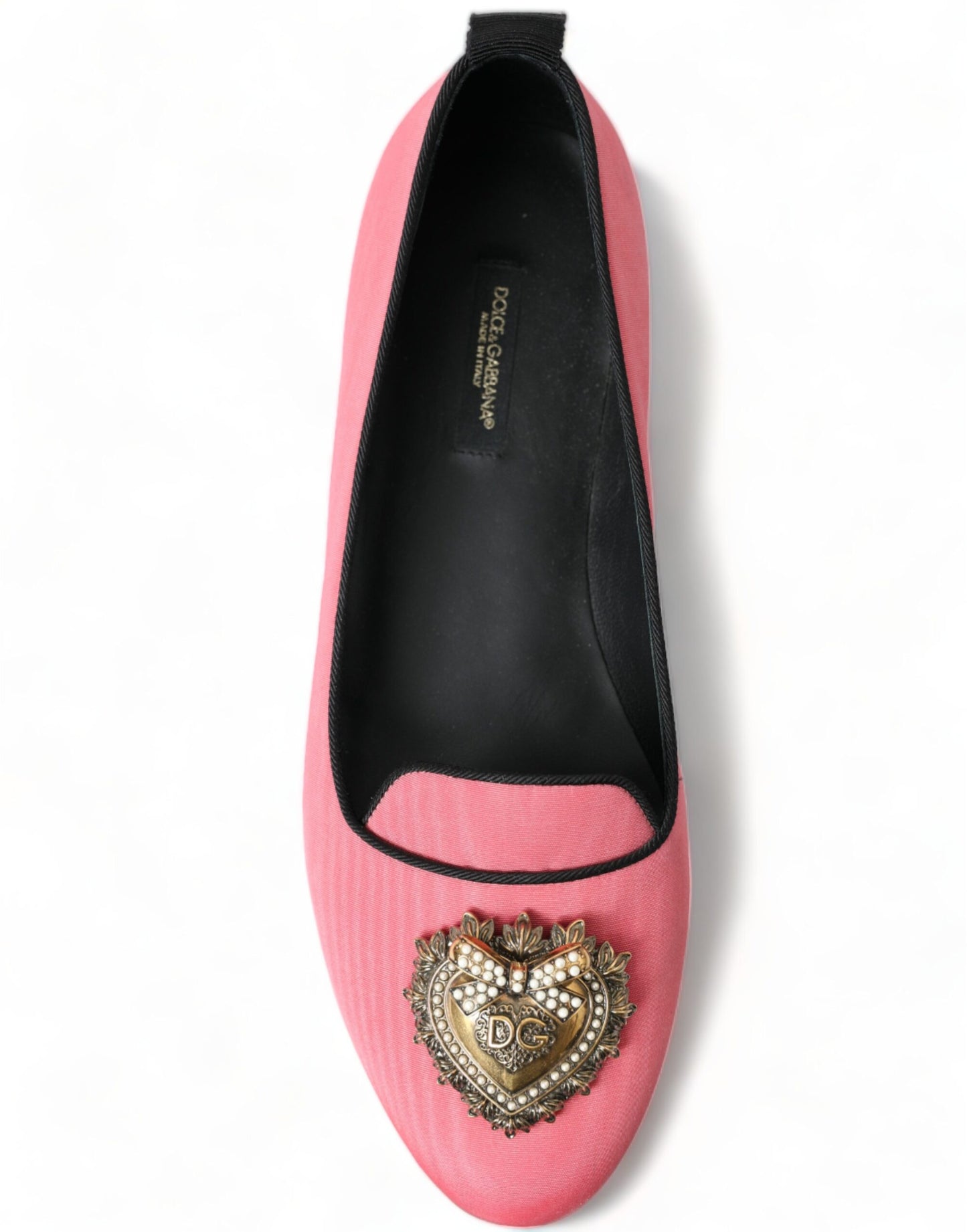 Elegant Moiré Audrey Slippers with Bejeweled Heart