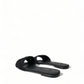 Elegant Black Heart Embroidery Slide Sandals