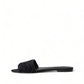 Elegant Black Heart Embroidery Slide Sandals