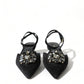 Suede Crystal Point-Toe Flats Slingbacks