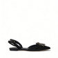 Suede Crystal Point-Toe Flats Slingbacks