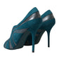 Teal Suede Peep Toe Heels Pumps