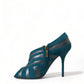 Teal Suede Peep Toe Heels Pumps