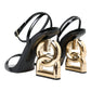 Chic Black Leather Ankle Strap Sandals