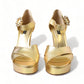 Gold Crystal-Embellished Leather Sandals