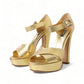 Gold Crystal-Embellished Leather Sandals