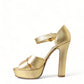 Gold Crystal-Embellished Leather Sandals