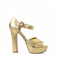 Gold Crystal-Embellished Leather Sandals