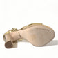 Gold Crystal-Embellished Leather Sandals