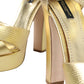 Gold Crystal-Embellished Leather Sandals