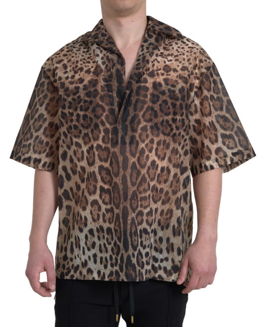 Chic Leopard Print Casual Nylon Shirt