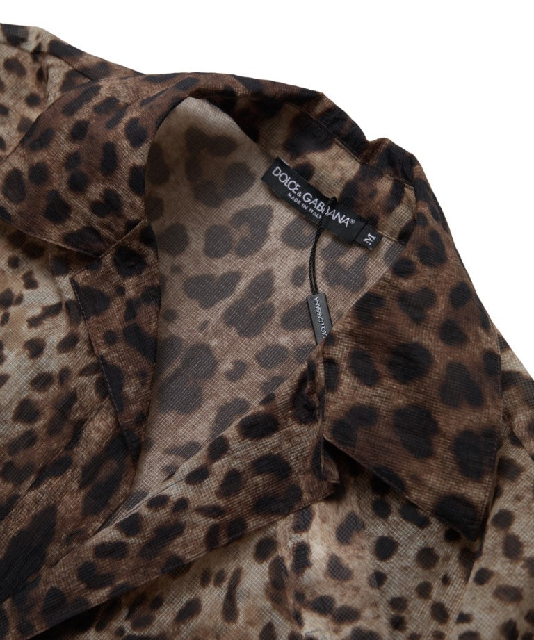 Chic Leopard Print Casual Nylon Shirt