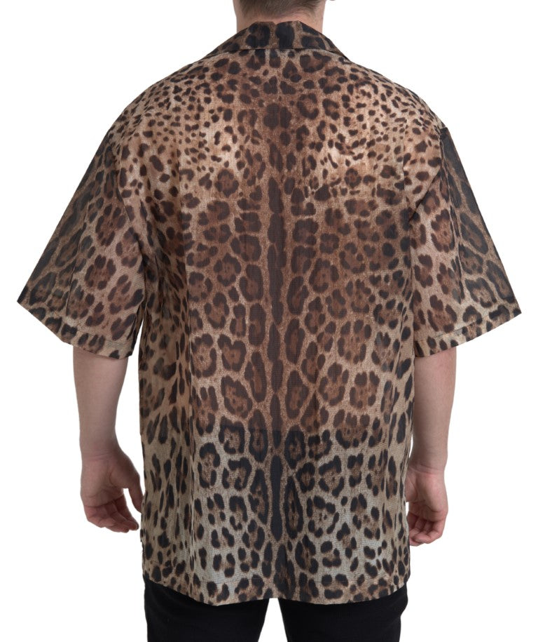 Chic Leopard Print Casual Nylon Shirt