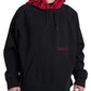 Elegant Black Leopard Print Cotton Hoodie