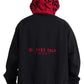 Elegant Black Leopard Print Cotton Hoodie