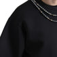 Black Necklace Embellished Polyester T-shirt