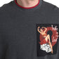 Elegant Gray Crewneck Pullover Sweater