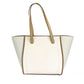 Carine Large Light Cream Leather PVC Front Zip Shoulder Tote Bag