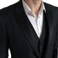 Elegant Slim Fit Black Three-Piece Suit