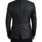 Elegant Black Silk Blend Slim Fit Suit