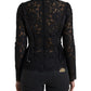 Elegant Sheer Lace Long Sleeve Blouse