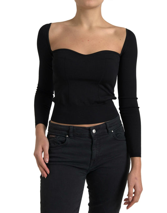 Elegant Square Neck Cropped Blouse