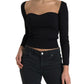 Elegant Square Neck Cropped Blouse